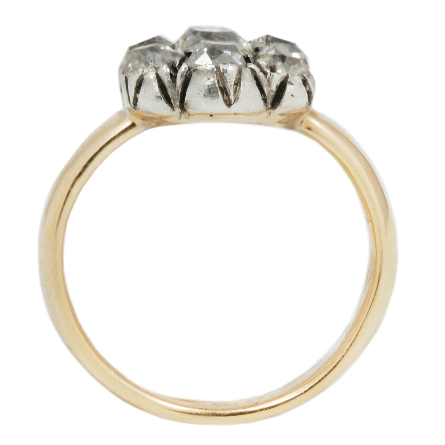 Mixed Metal Diamond Flower Ring