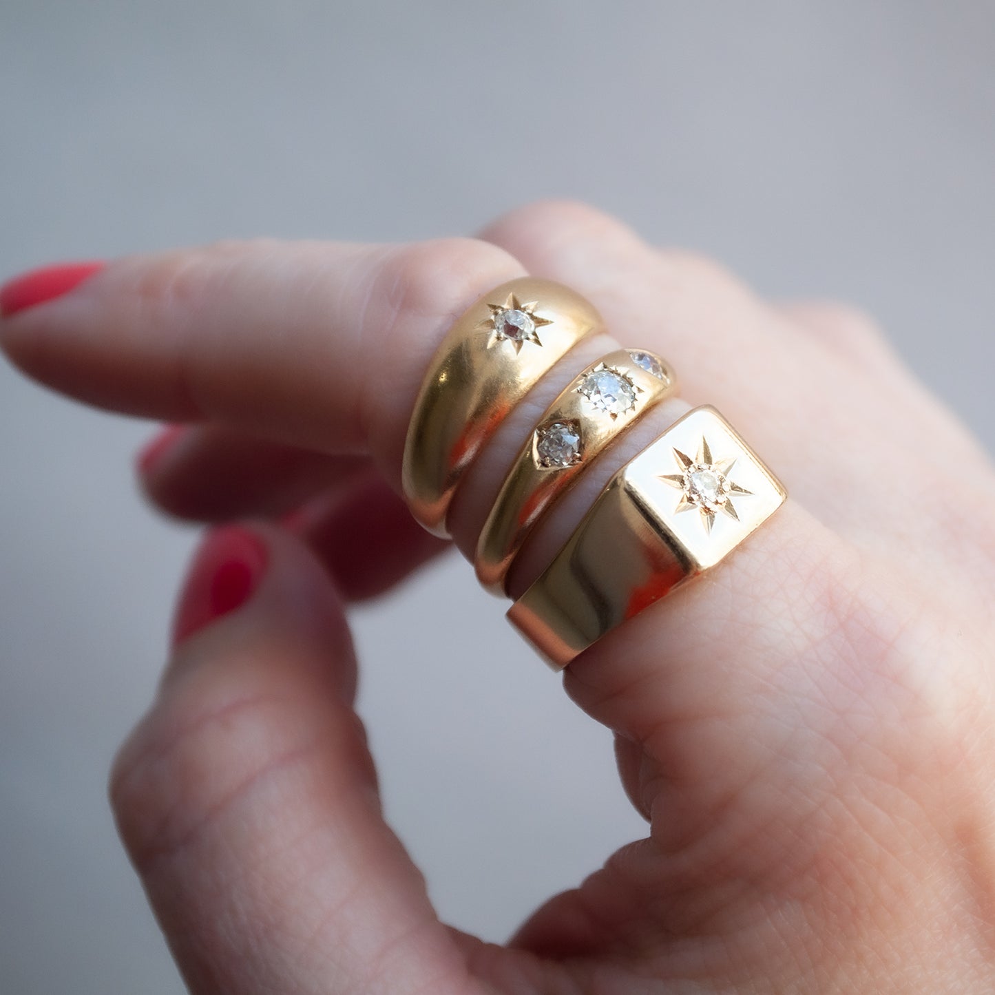 Victorian Three Diamond Star Ring