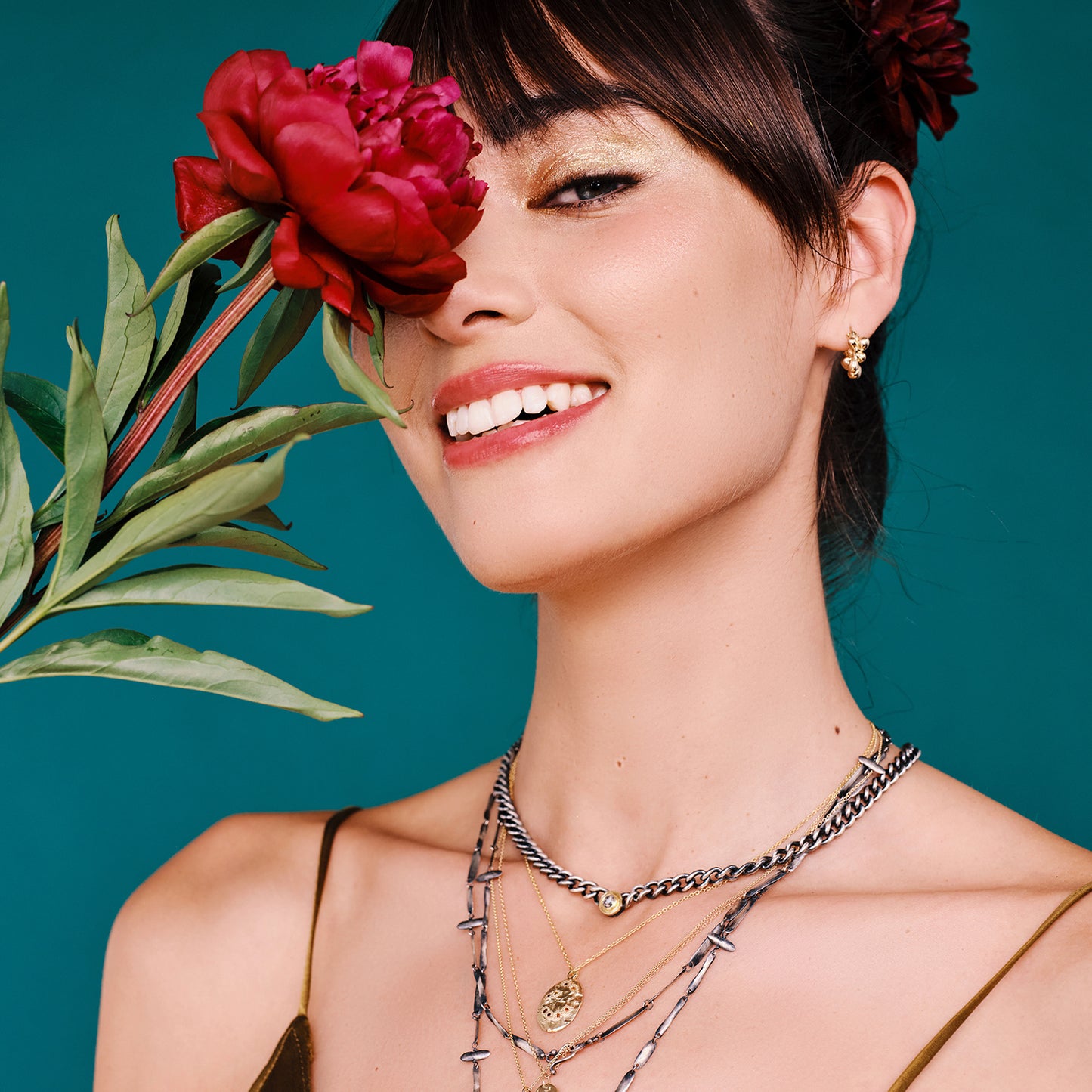 II Mixed Diamond Oval Necklace