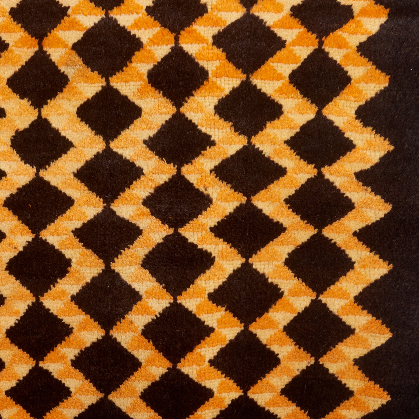 Vintage Black & Orange Diamond Rug