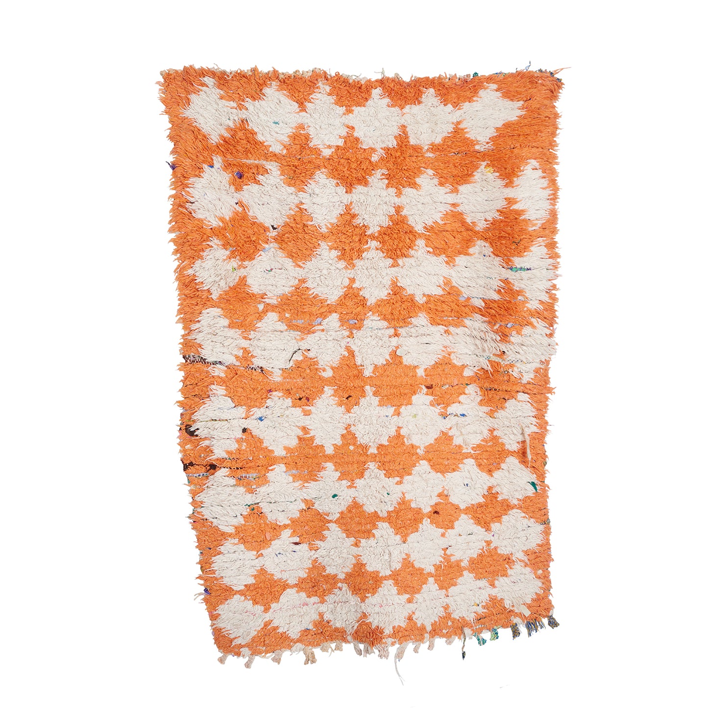 Orange Checker Boucherouite Rug