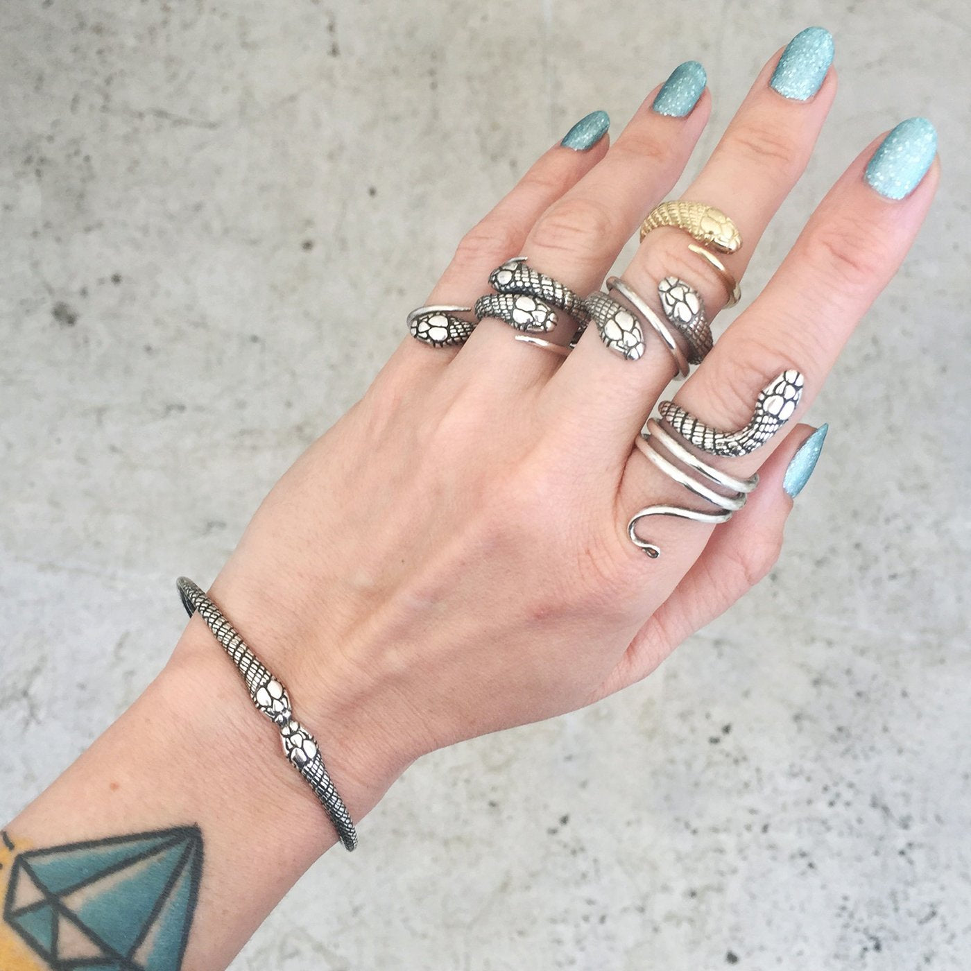 Silver Cleopatra Snake Ring