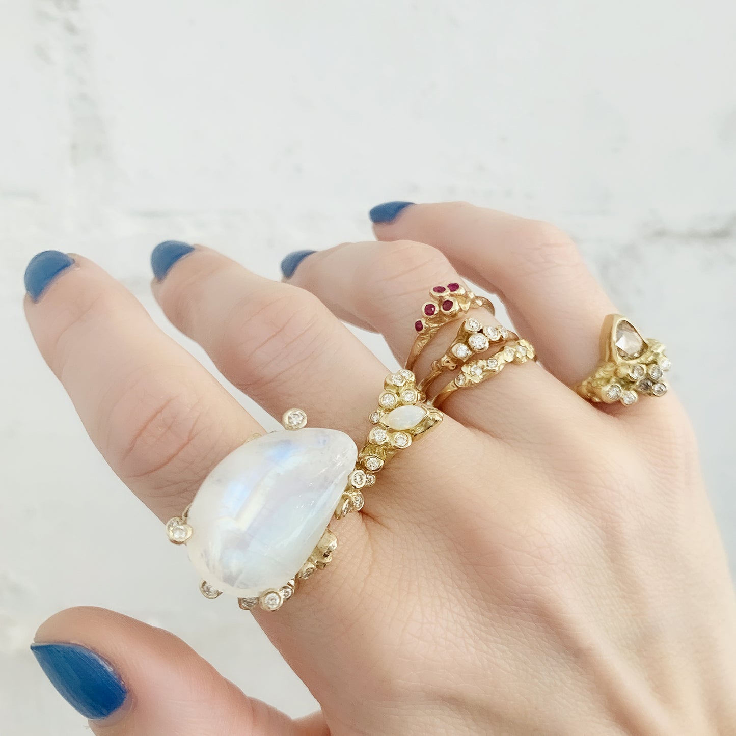 Anemone Opal Cluster Ring