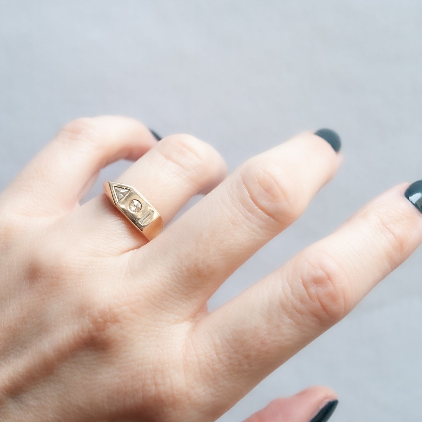 White Diamond Bauhaus Ring