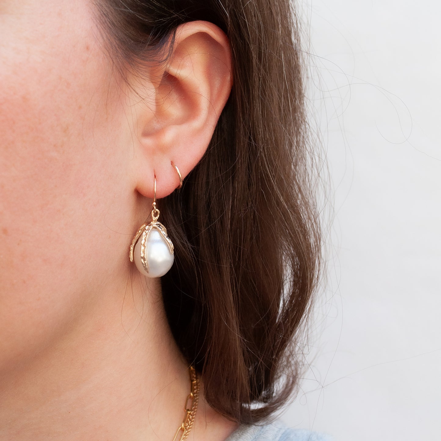 White Pearl Drop Earrings