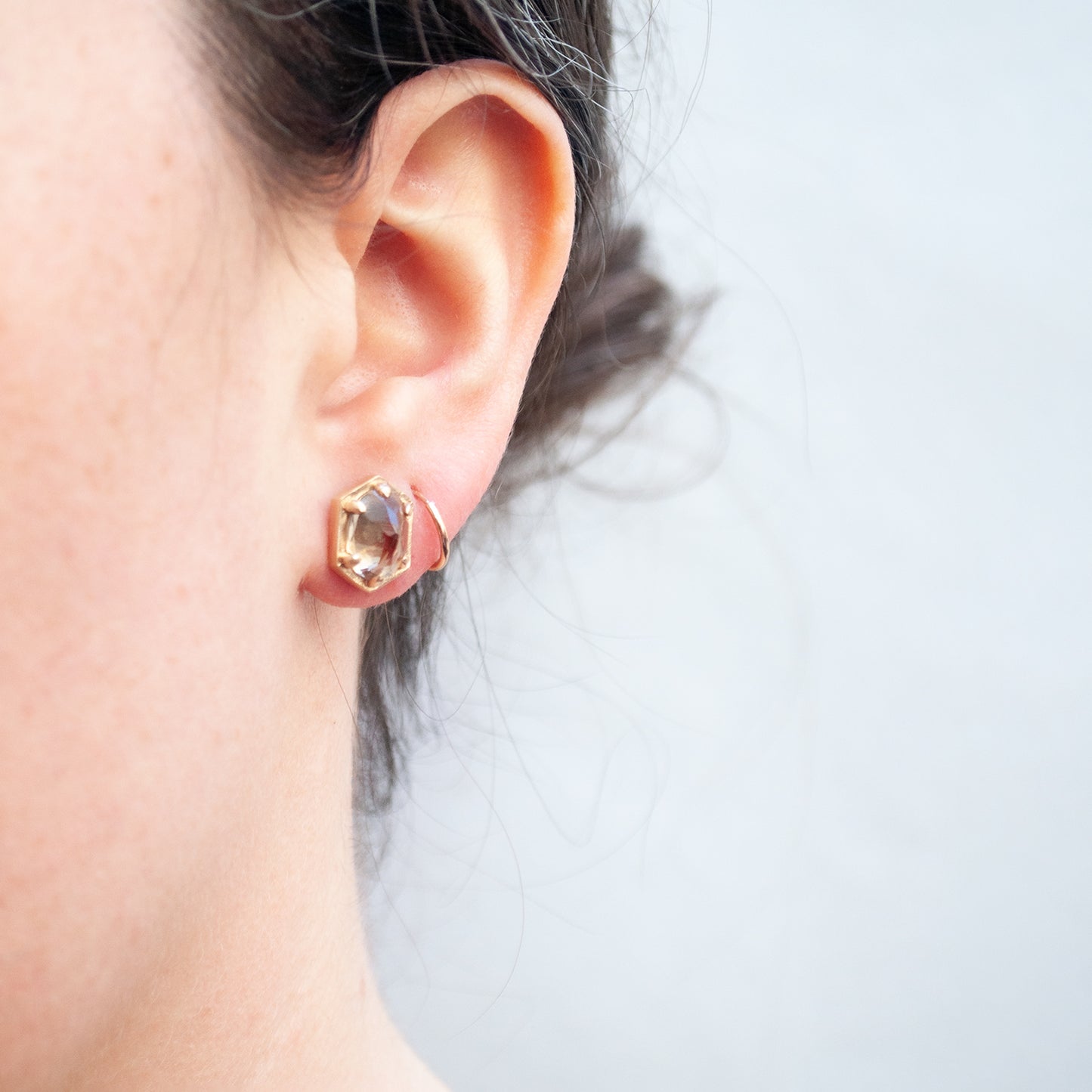 Large Champagne Quartz Studs