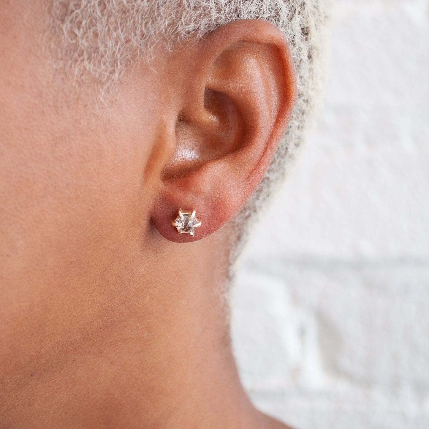 Small Quartz Hexagon Studs