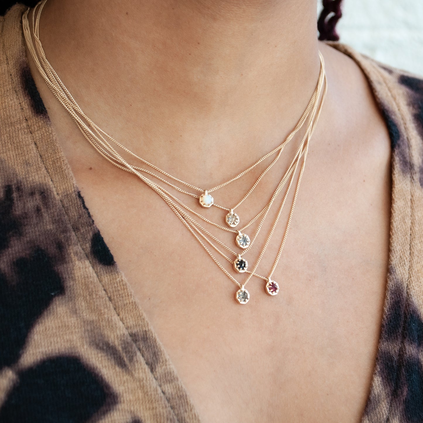 Small Champagne Quartz Octagon Necklace