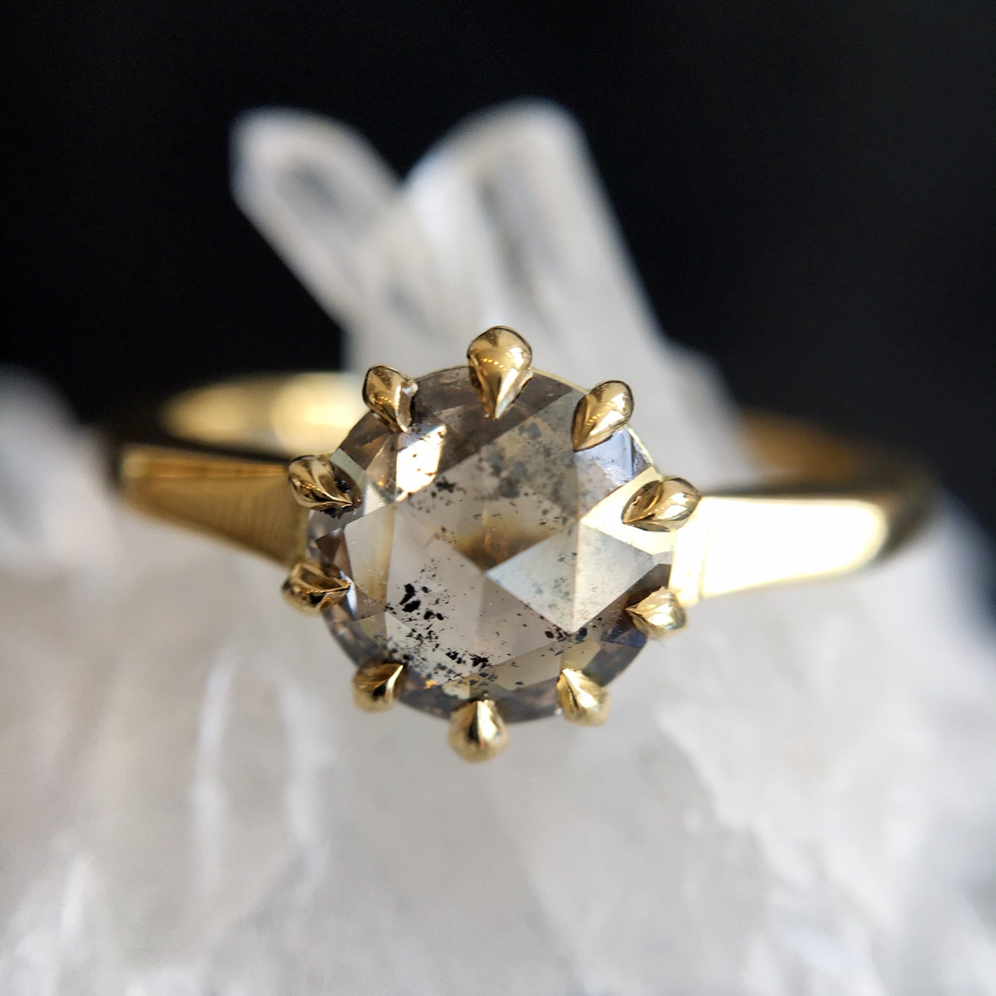 Roses & Cognac Solitaire Ring