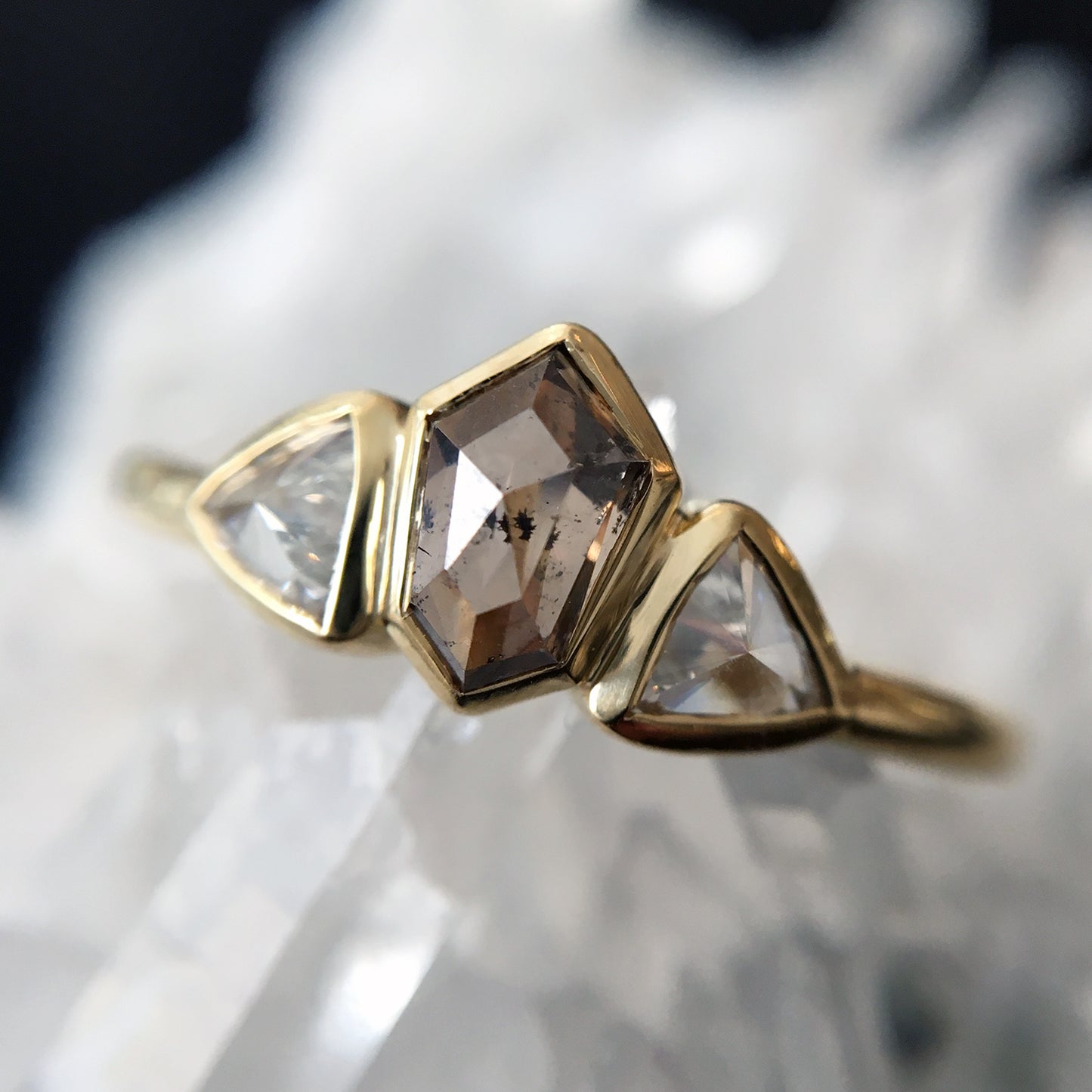 Sunlit Path Three Stone Ring