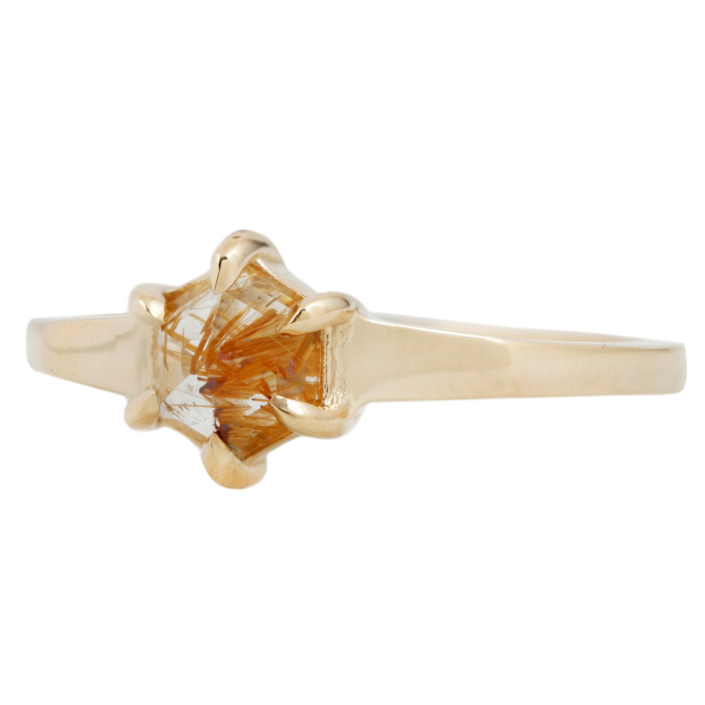 Small Yellow Quartz Hexagon Ring