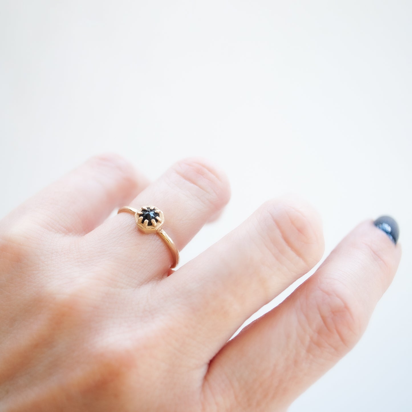 Tiny Black Spinel Ring