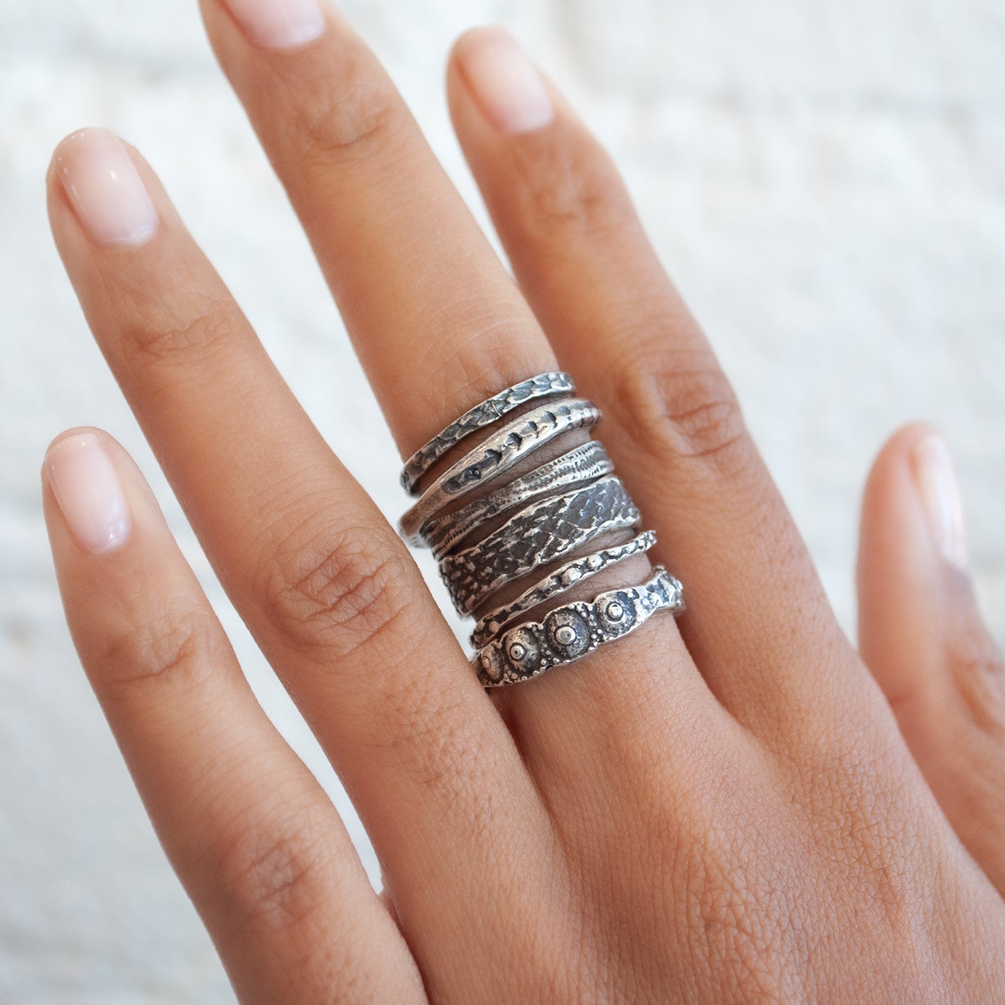 Silver Snakeskin Stacking Band