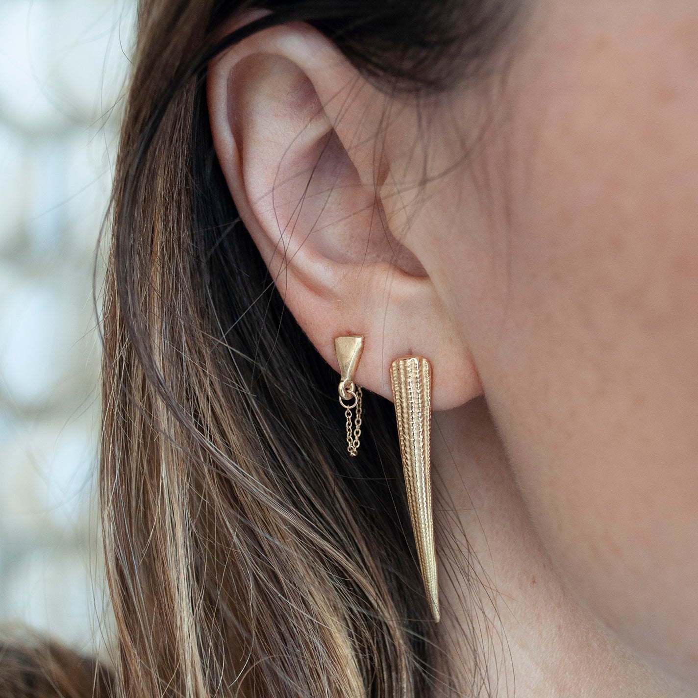 Gold Triangle Ear Chains