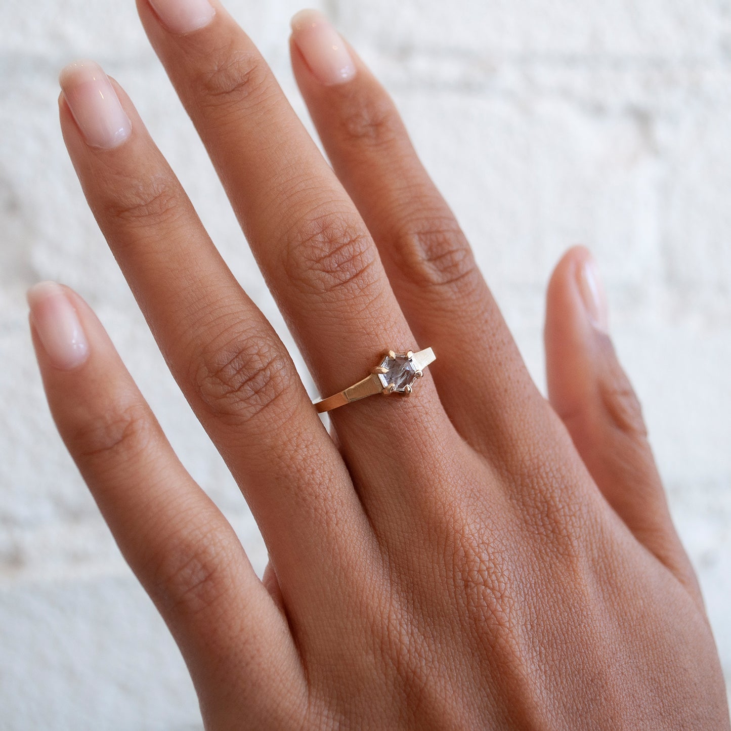 Small Quartz Hexagon Ring