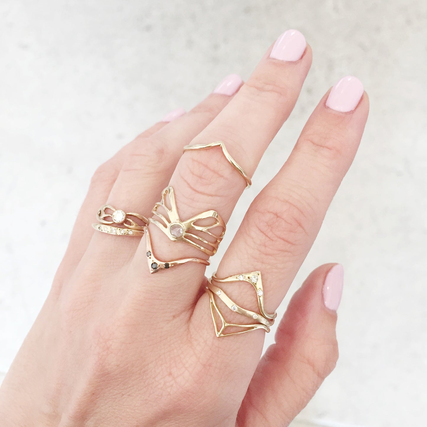 Rose Gold Starry Arch Ring