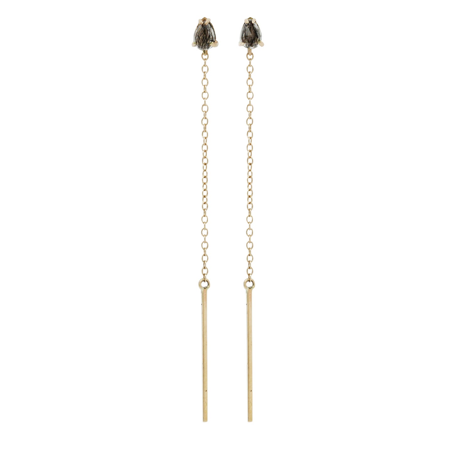 Gold Quartz Bar and Streamline Earrings