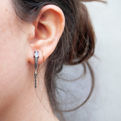 Silver Moonstone Torch Studs