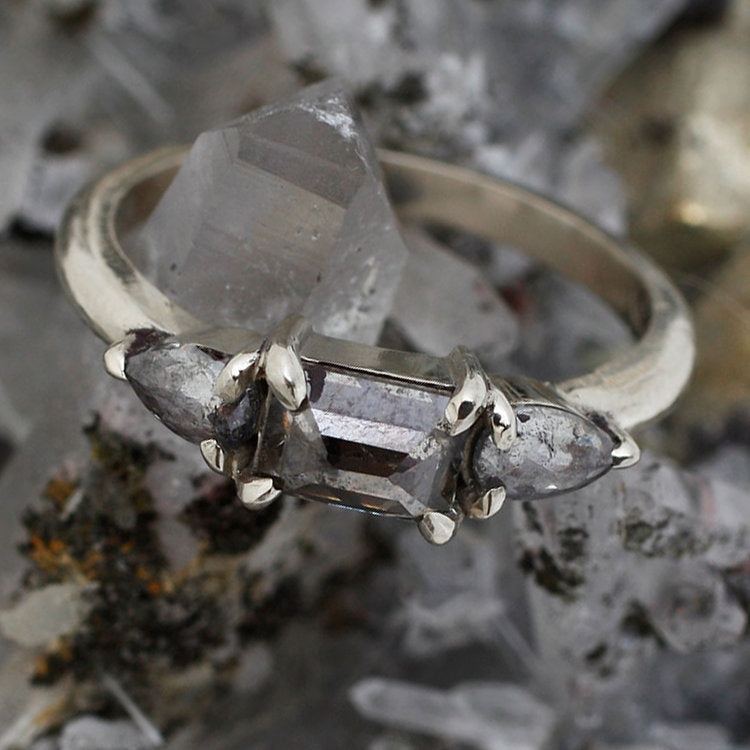 Three Salt & Pepper Diamond Ring