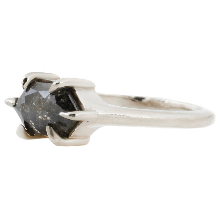 White Gold Hexagon Ring