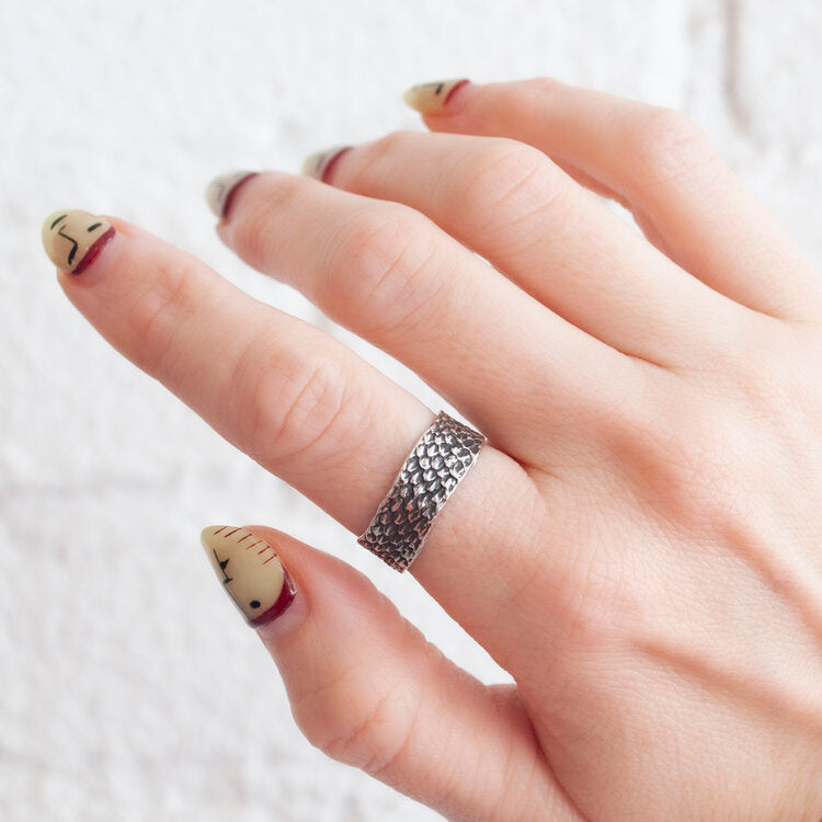 Silver Double Snakeskin Band