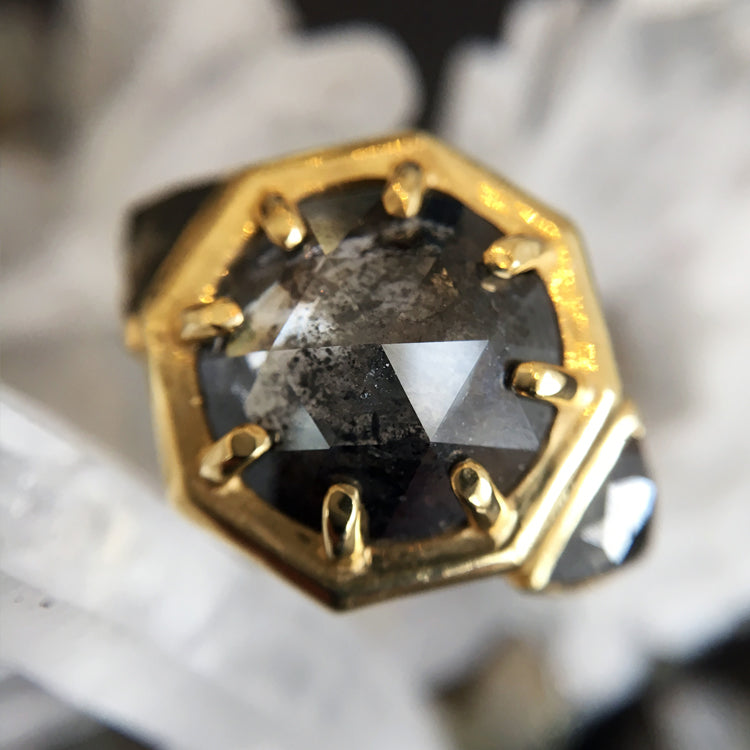 Three Diamond Cleopatra Ring