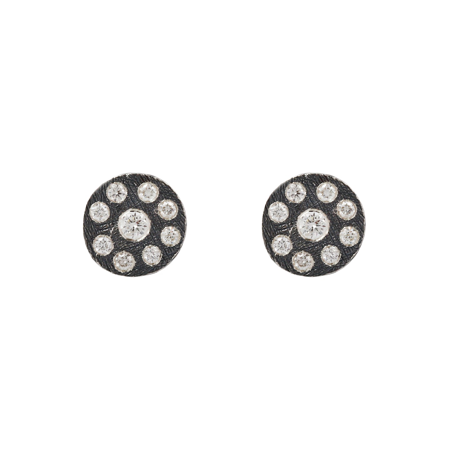 Ronde Silver Diamond Studs