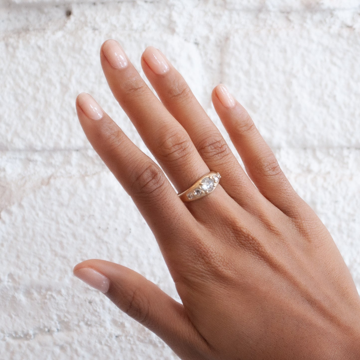 Five Light Gray Diamond Tapered Ring