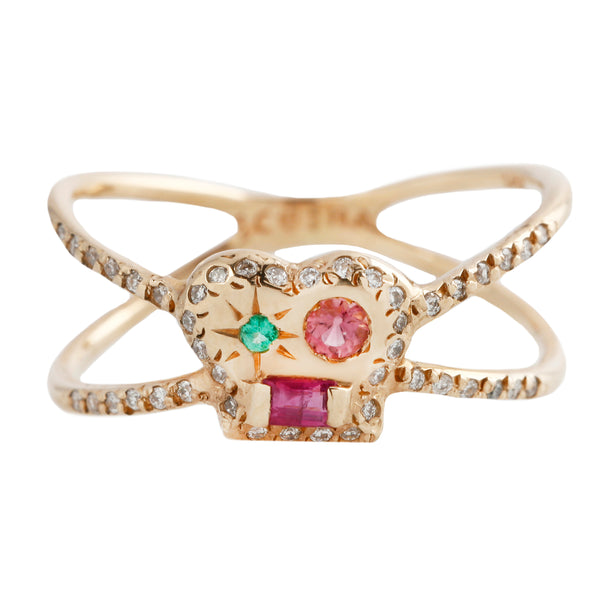 Mixed Gem Max Cage Ring