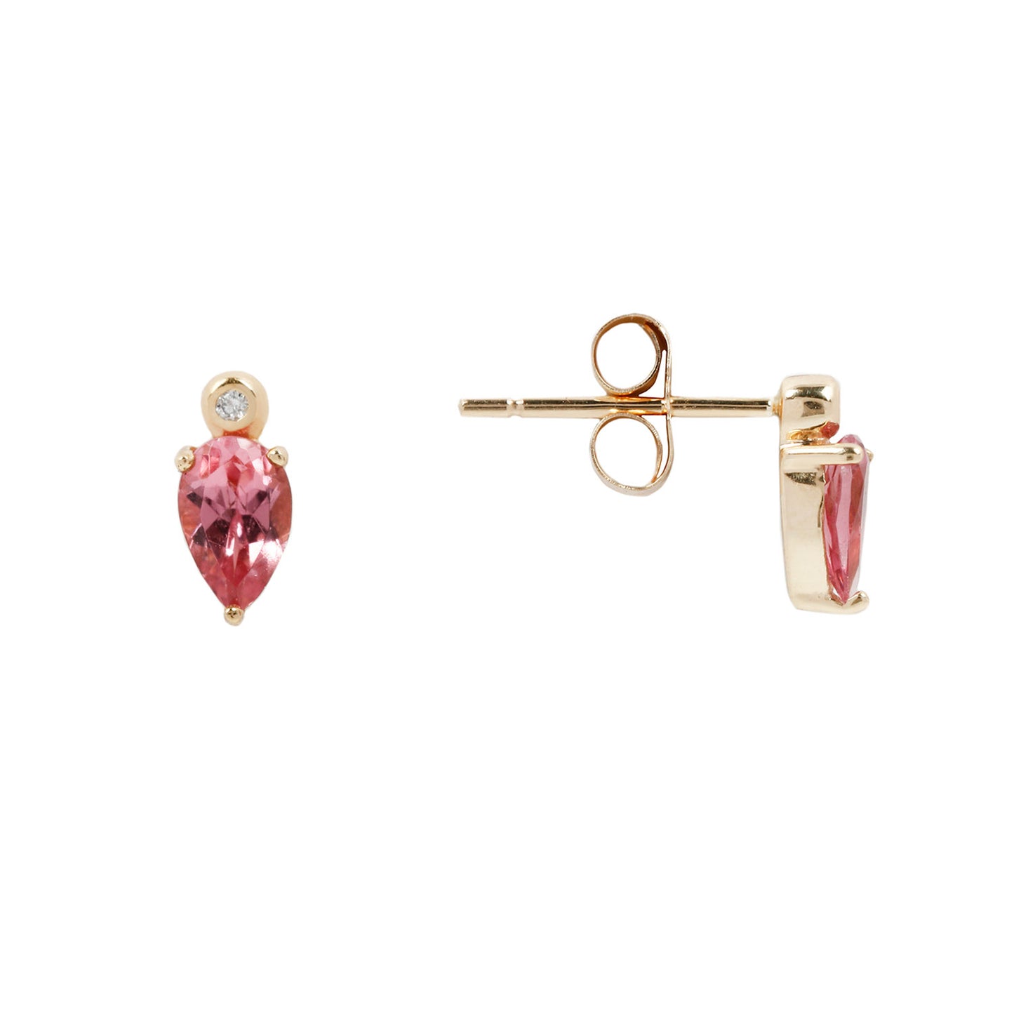 Pink Tourmaline Droplet Studs