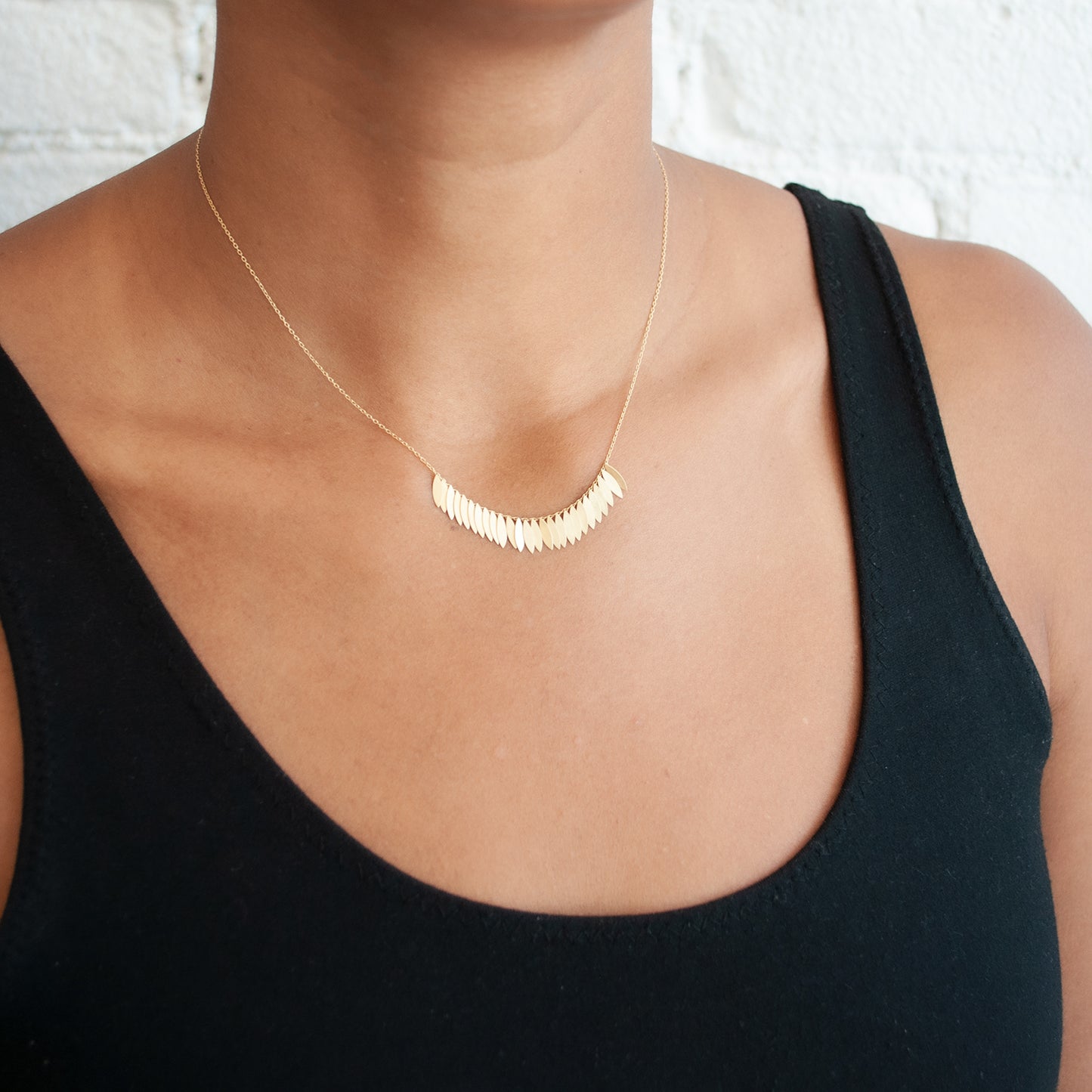 Golden Leaf Arc Necklace