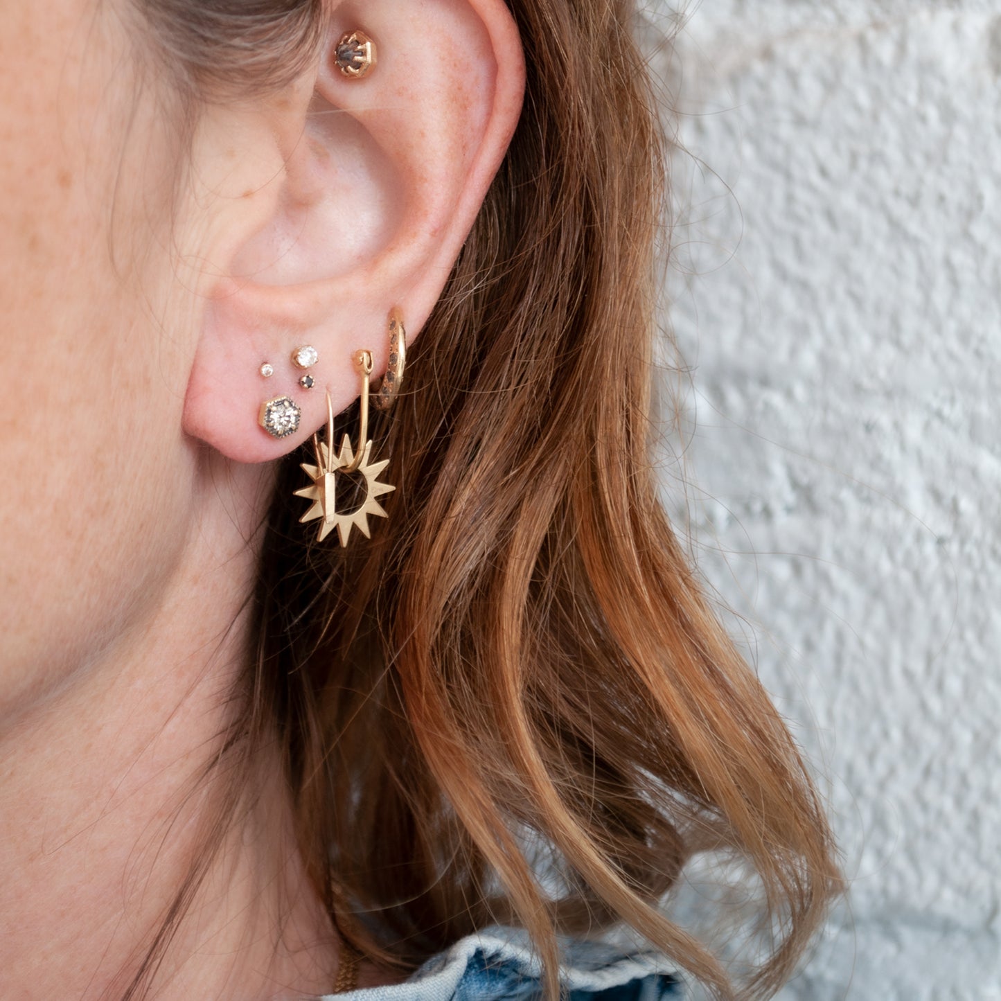 Brown Diamond Hexagon Studs