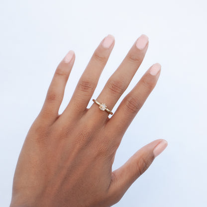 Diamond Solitaire Fleur Ring