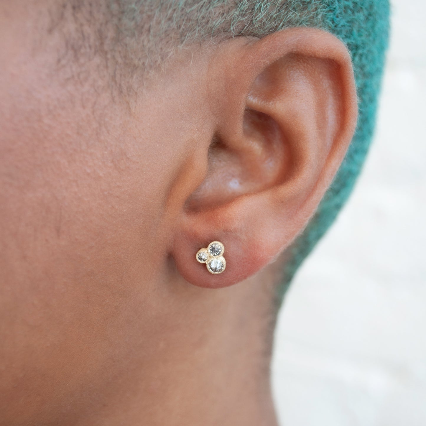 Gold Bezel Inverted Diamond Studs