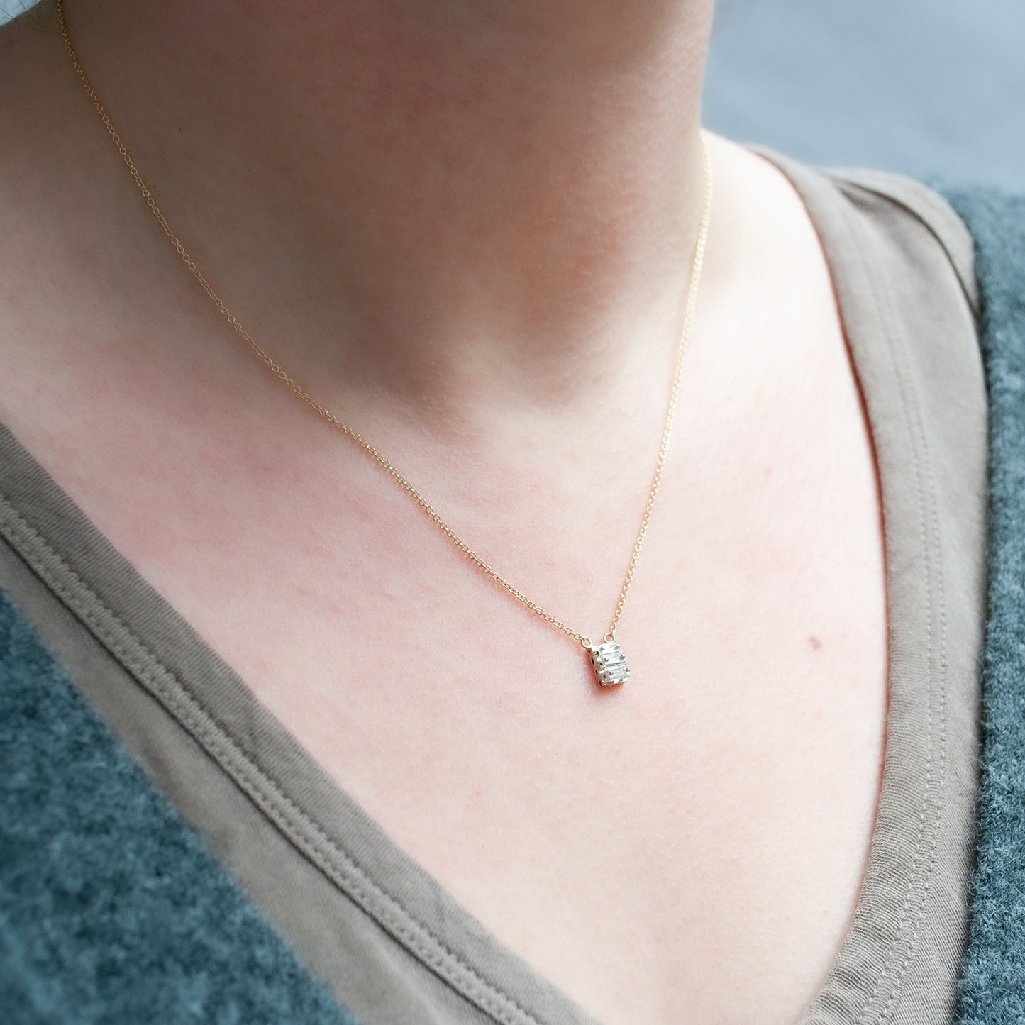 Triple Baguette Diamond Necklace