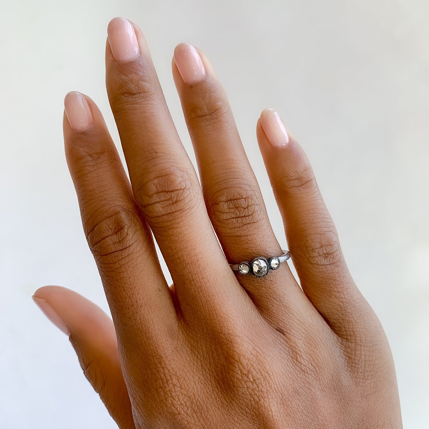 Three Diamond Bezel Ring