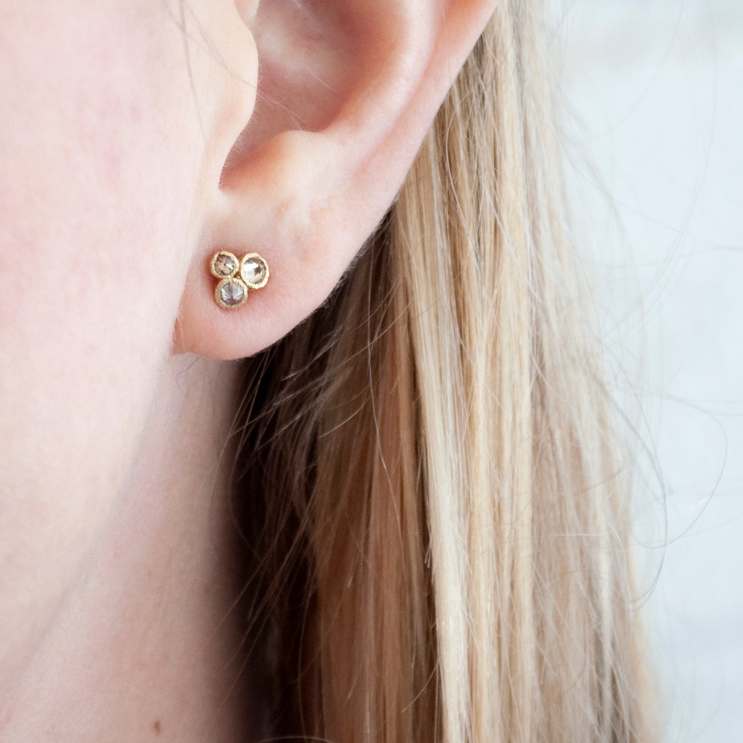 Gold Bezel Inverted Diamond Studs