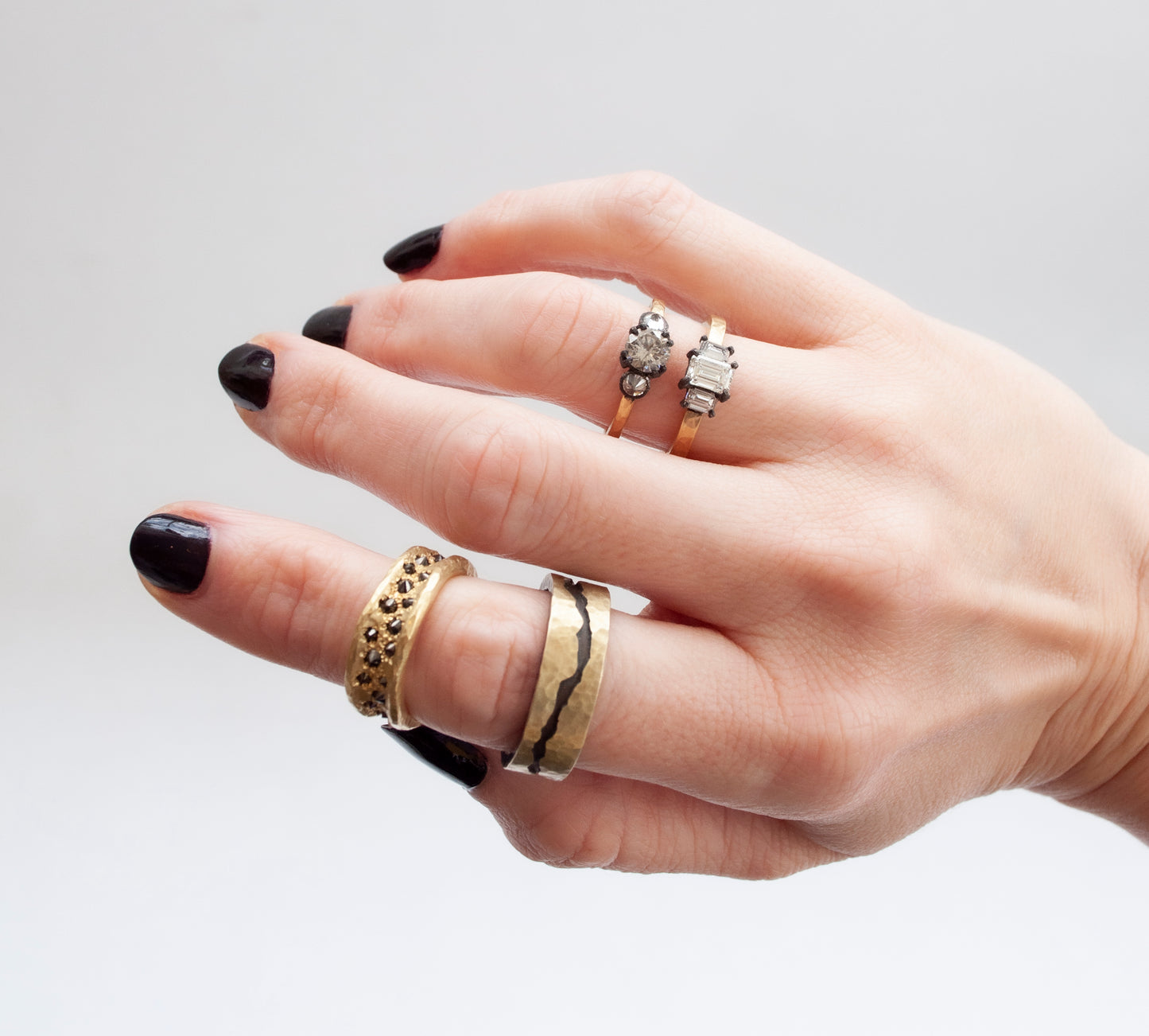 Three Diamond Tidal Cushion Ring