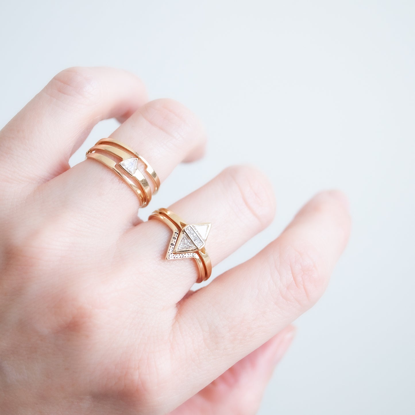 Plain Yellow Gold Razor Stack Ring