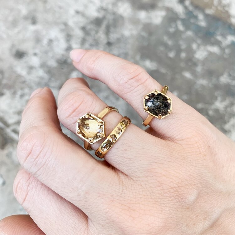 Hexagon Champagne Ring