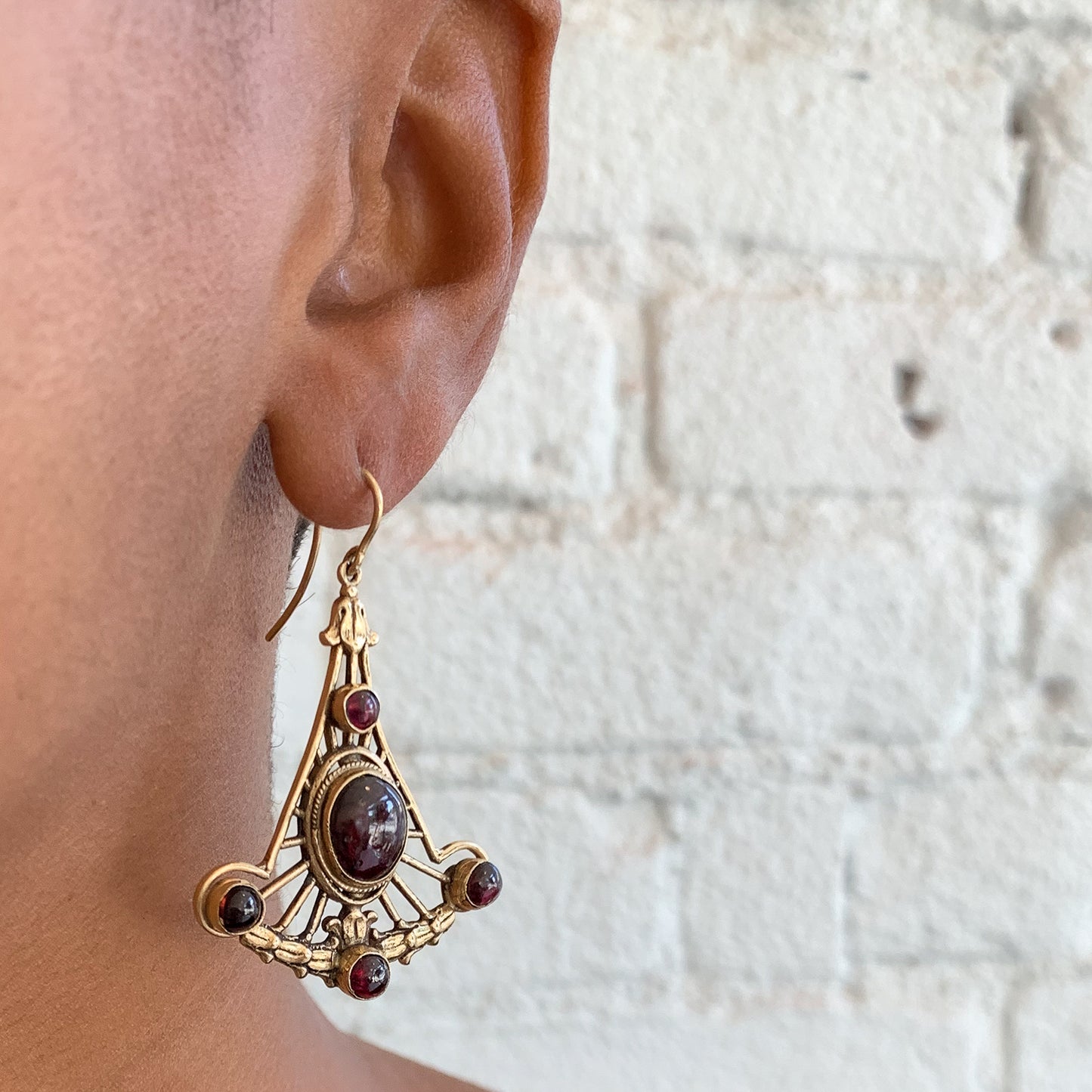 Garnet Fan Earrings