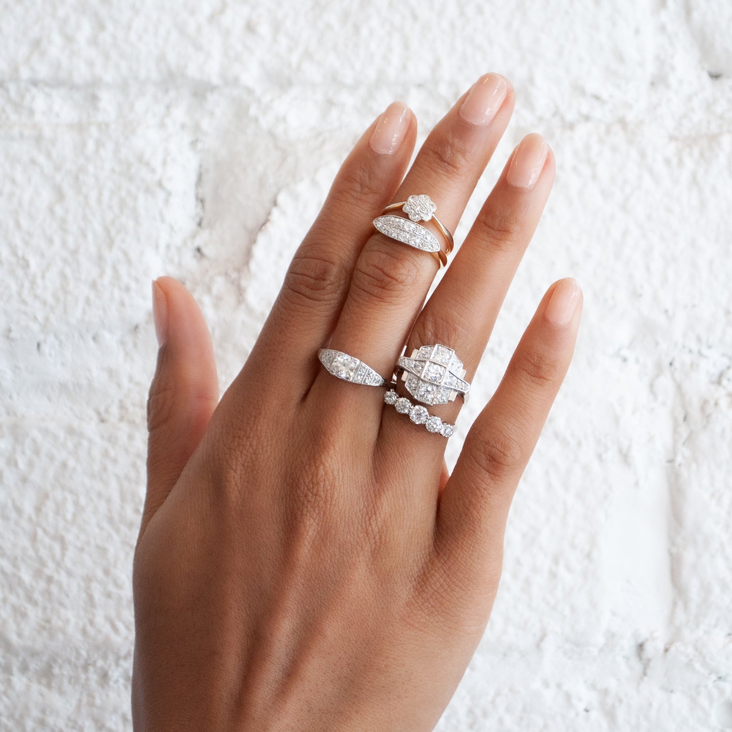 Platinum Diamond Tapered Art Deco Ring