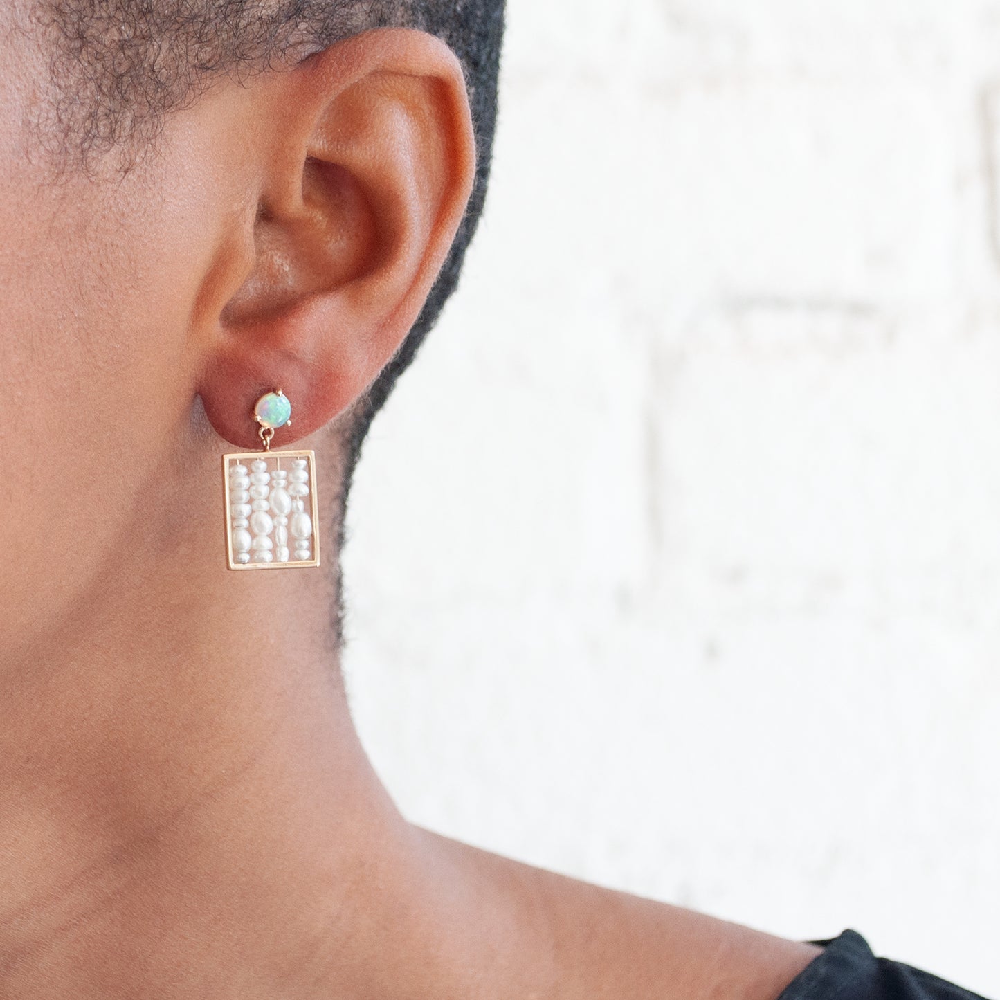 Pearl and Opal Weaving Earrings