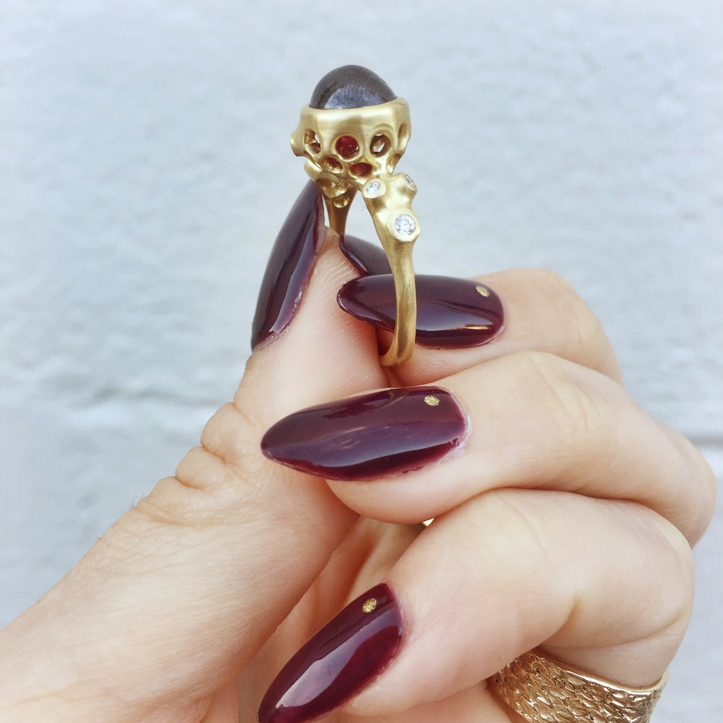 Black Diamond Ruby Cage Ring