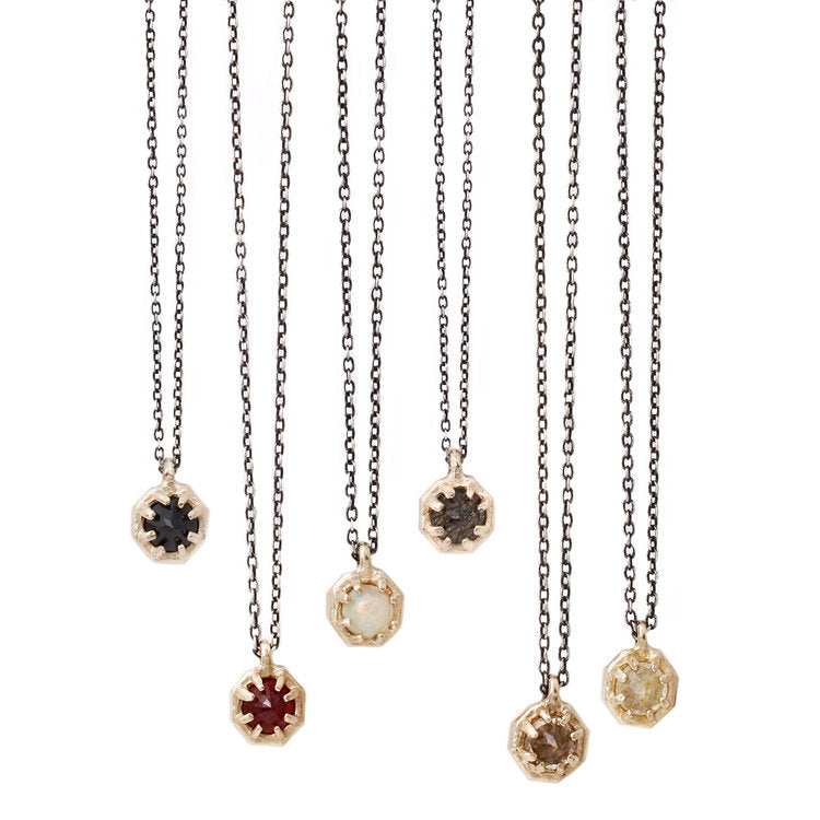 Small Champagne Quartz Octagon Necklace