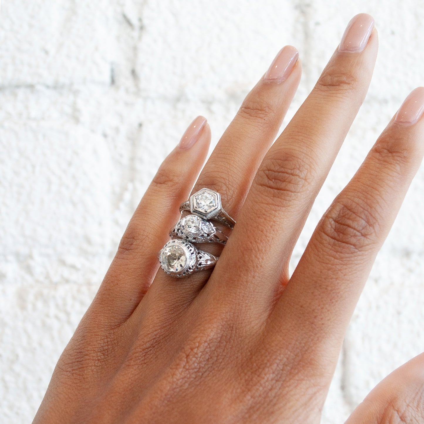 White Diamond Filigree Ring