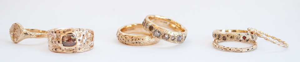 Ellis Mhairi Cameron diamond and gold rings