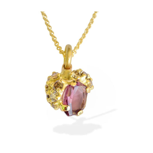 Amorphous Rose Sapphire Tideworn Cluster Pendant