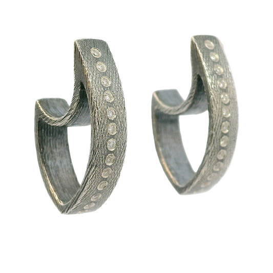 Celine Silver Diamond Hoops