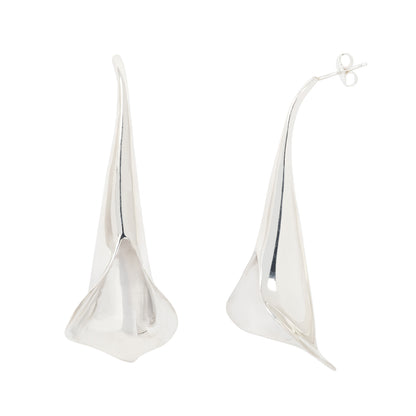 Silver Slim Calla Earrings